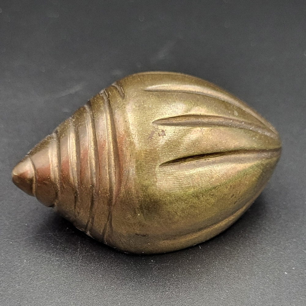 Vintage Solid Brass Seashell Paperweight 3” Nautical Core